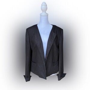 Talbots 100% Irish Linen Open Blazer Womens Size 10 Color Black